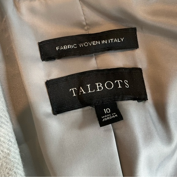 Talbots Gray Herringbone Wool Blazer, Size 10 - Picture 6 of 7